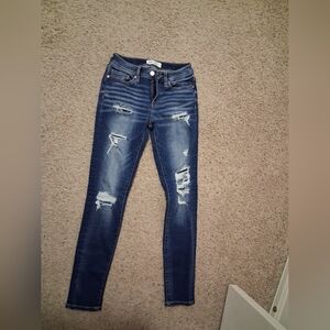 BKE Dark Blue Distressed Skinny Jeans